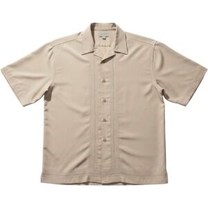 Centro Mens Tan Embroidered Short Sleeve Button Down‎ Shirt Small